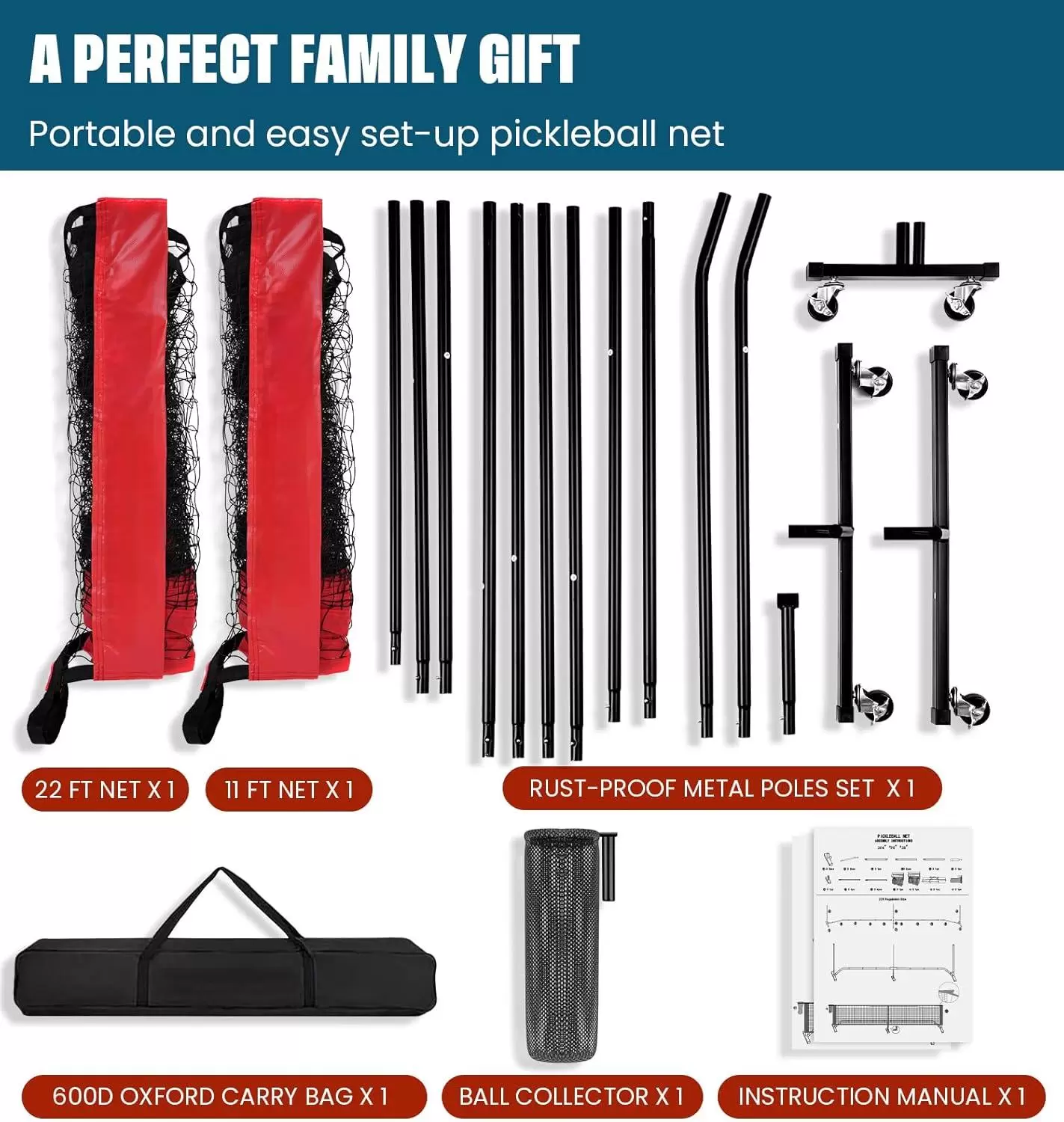 Сетка для тренировки игры в пиклбол размером 22х3 фута.