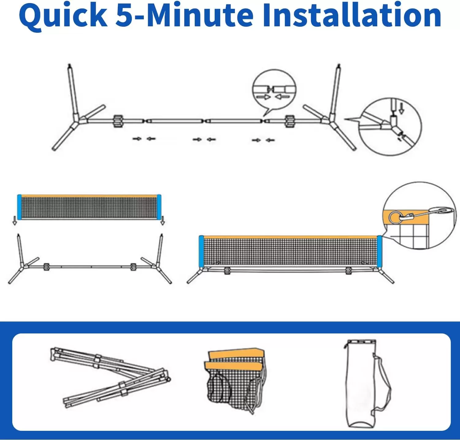 Складная мини-сетка для пиклбола