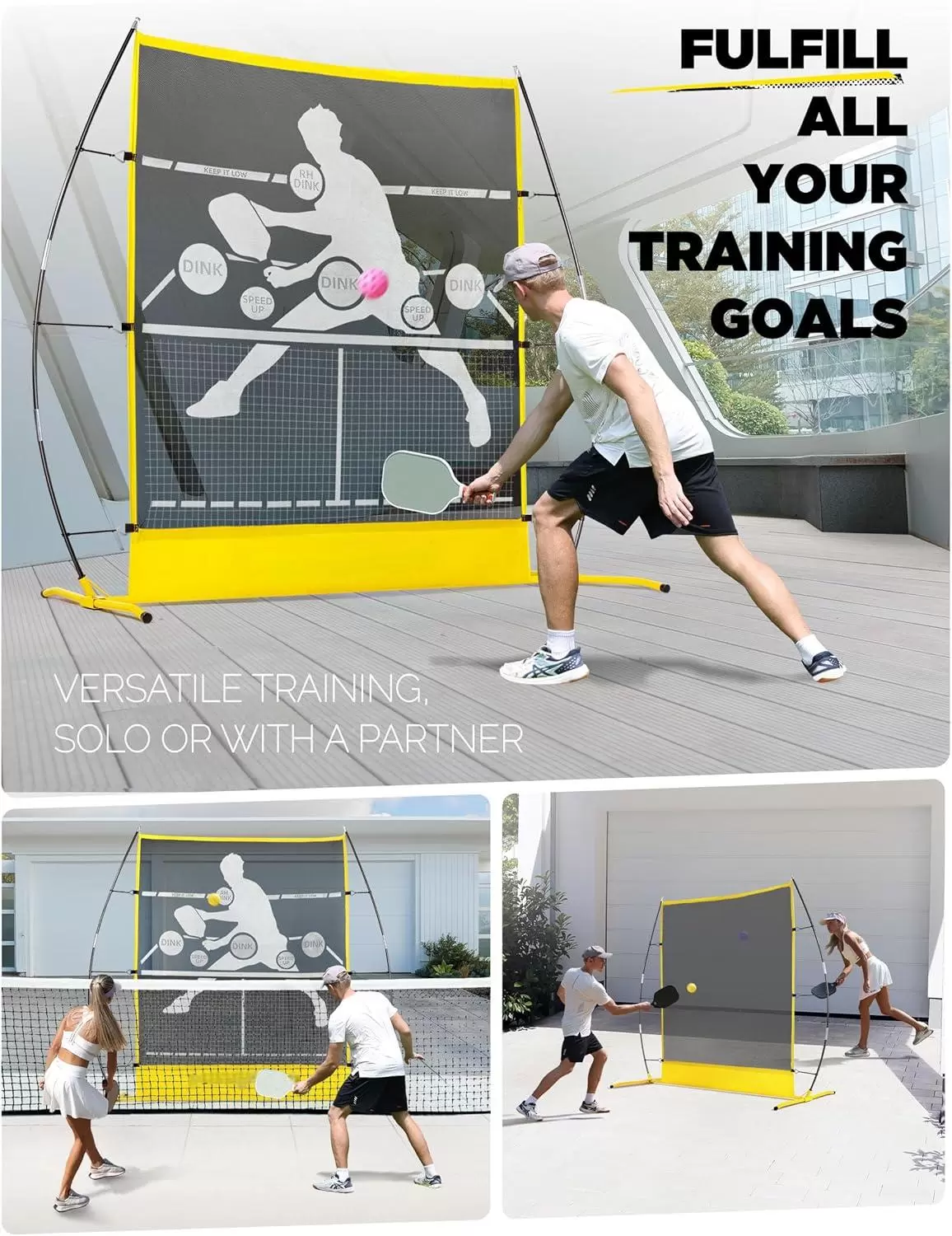 Сетка для отскока мяча для пиклбола 2-в-1 размером 6*6 футов.