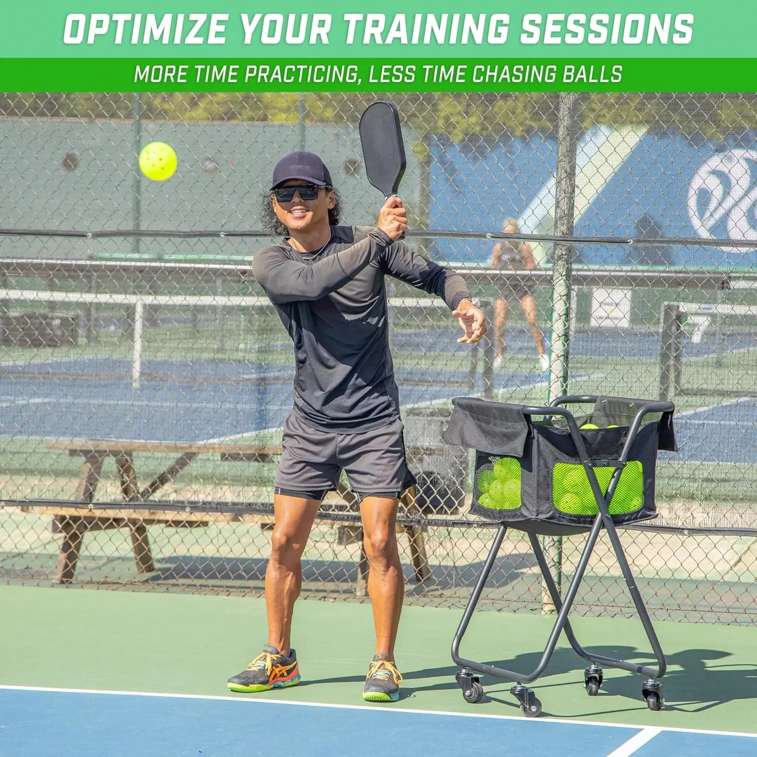 Тележка для хранения принадлежностей для тренировок по пиклболу/теннису