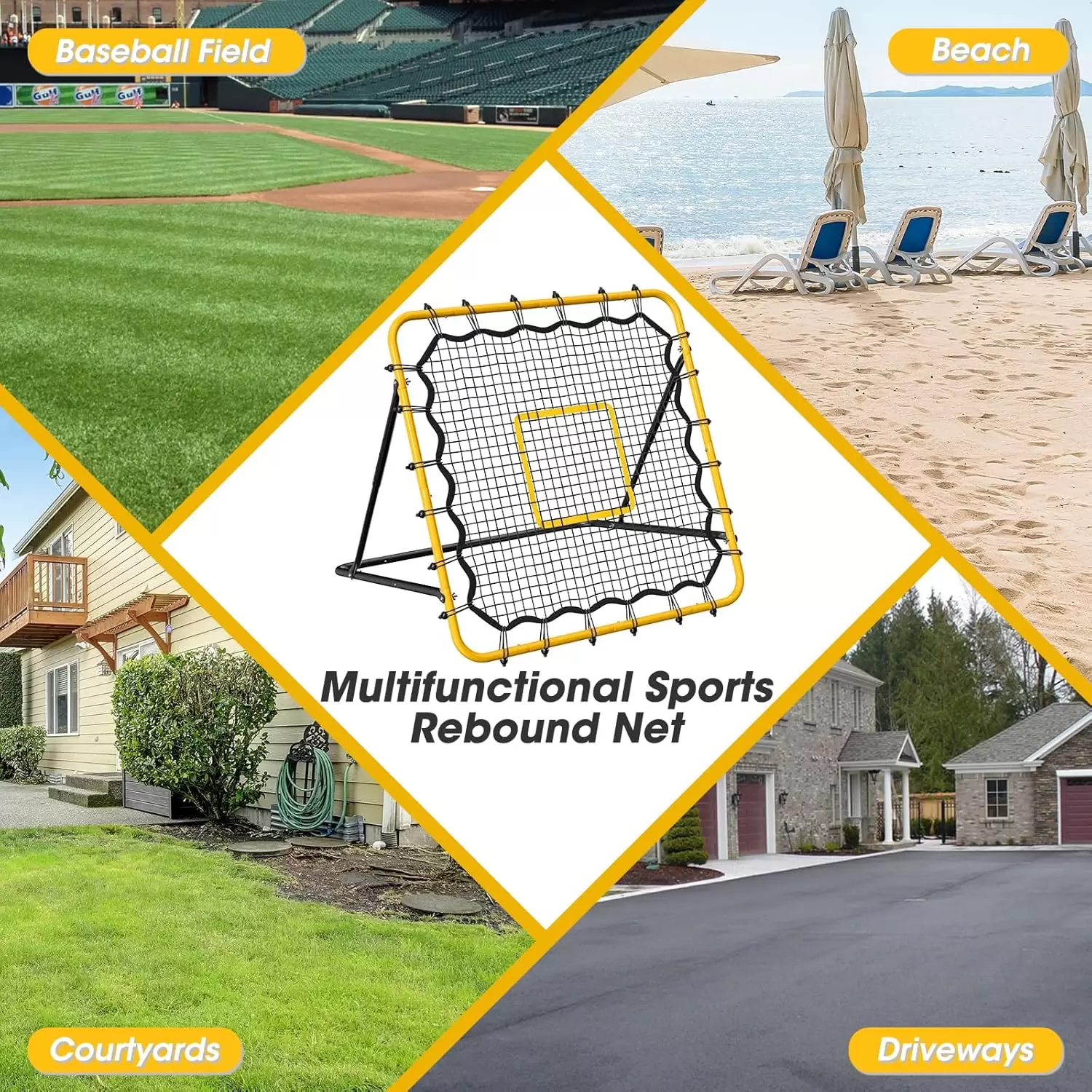 Регулируемая по углу наклона многофункциональная спортивная сетка для отскока мяча I