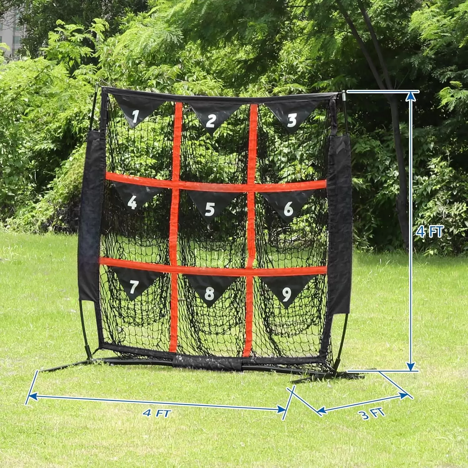 Тренировочная сетка для бейсбола 4х4 фута с 9 лунками