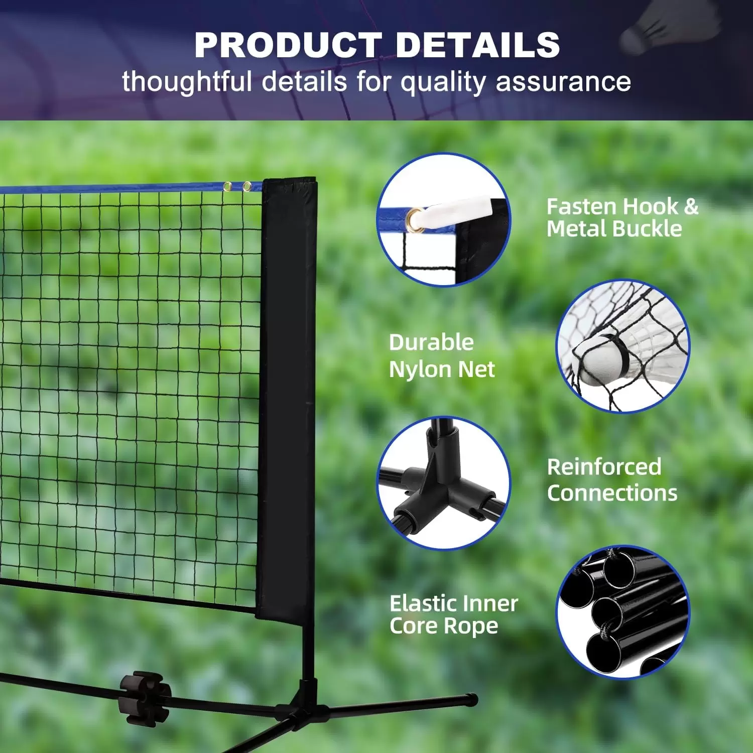 Складная и портативная сетка для тренировок по бадминтону и пиклболу 2-в-1